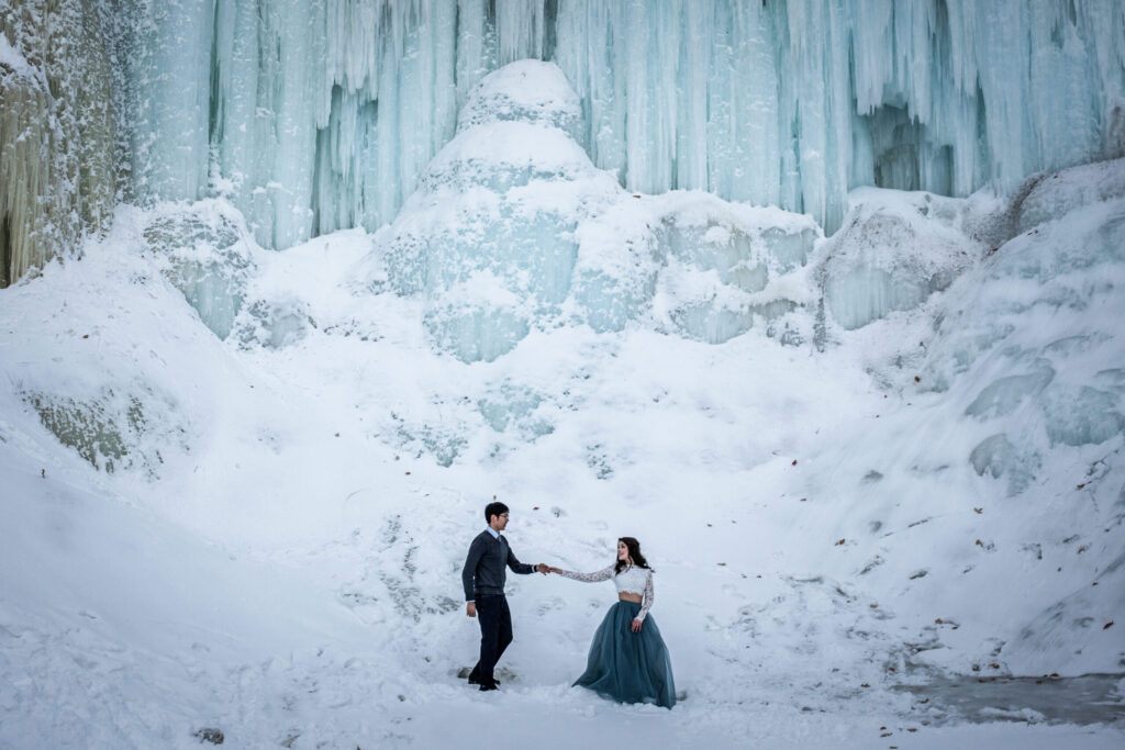 Winter wedding portrait at a unique location by Andy Hardman Photography