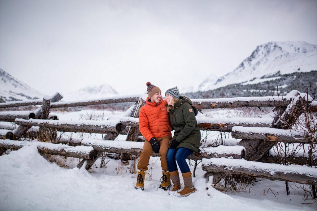 Colorful winter engagement portrait by Tekoa Rose Photo